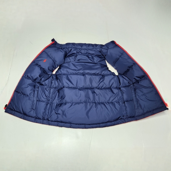 Polo Ralph Lauren Puffer Vest Boys Small 8 Reversible Duck Down Red Navy Preppy - Picture 5 of 13